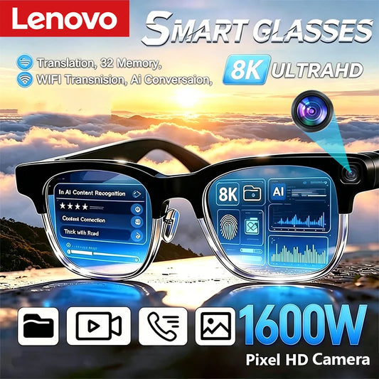 Lenovo AI Smart Glasses: 8K Camera Control Touch Photo Camera Recording